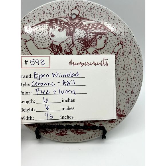 Bjorn Wiinblad April Optimisme Nymolle Denmark Wall Calendar Plaque #3013-4 - Picture 5 of 5